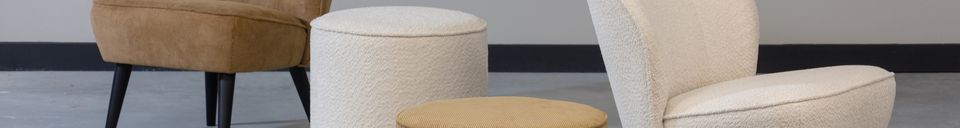 Mise en avant matière Fauteuil effet peau de mouton crème Sara