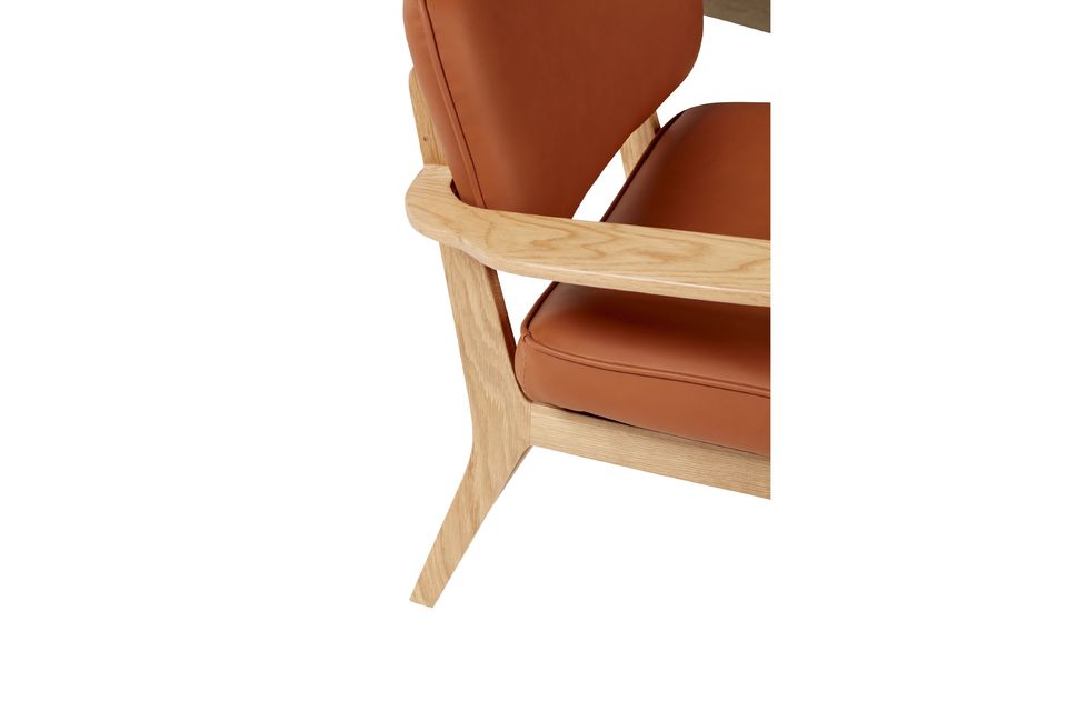 Fauteuil en bois et cuir orange Haze - 6