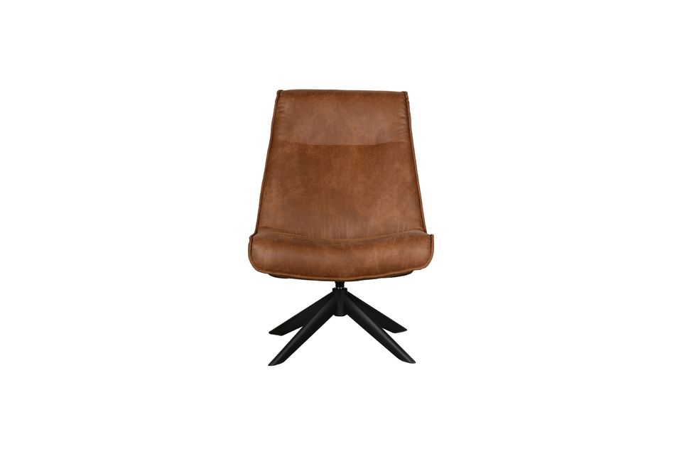 Fauteuil en cuir marron Skyler Woood