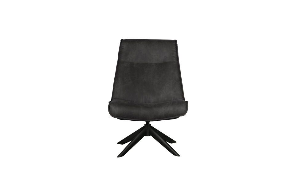 Fauteuil en cuir noir Skyler Woood