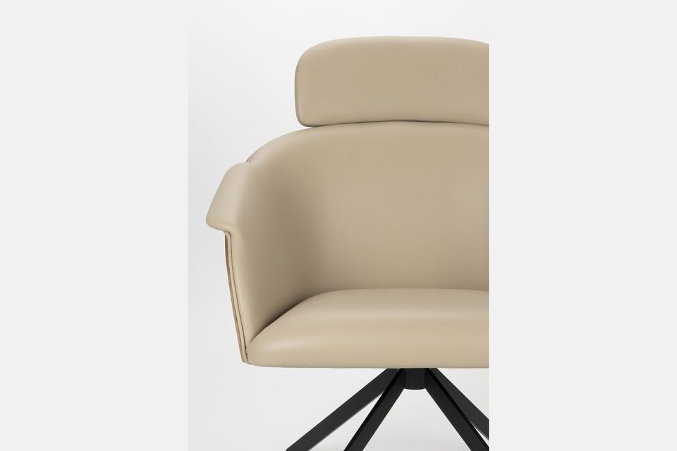Fauteuil en cuir PU beige Frie - 8
