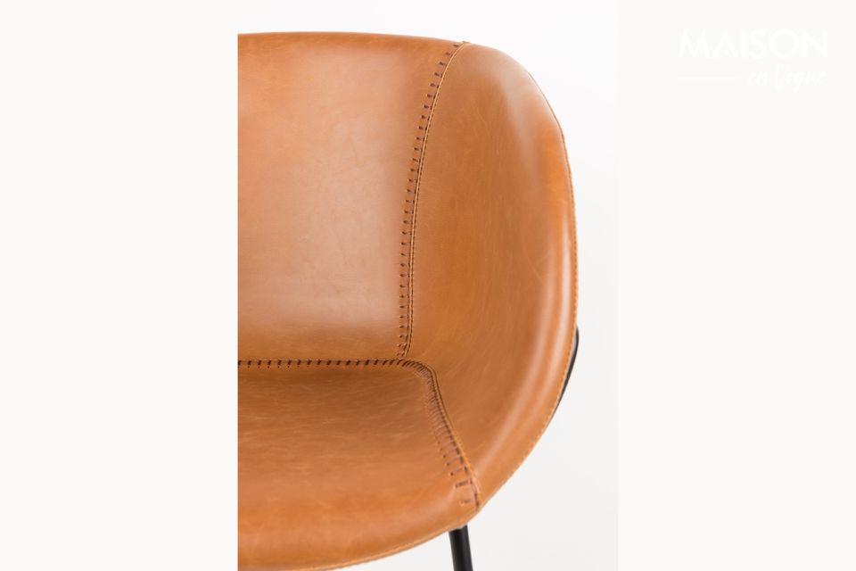Fauteuil en cuir PU marron Feston - 6