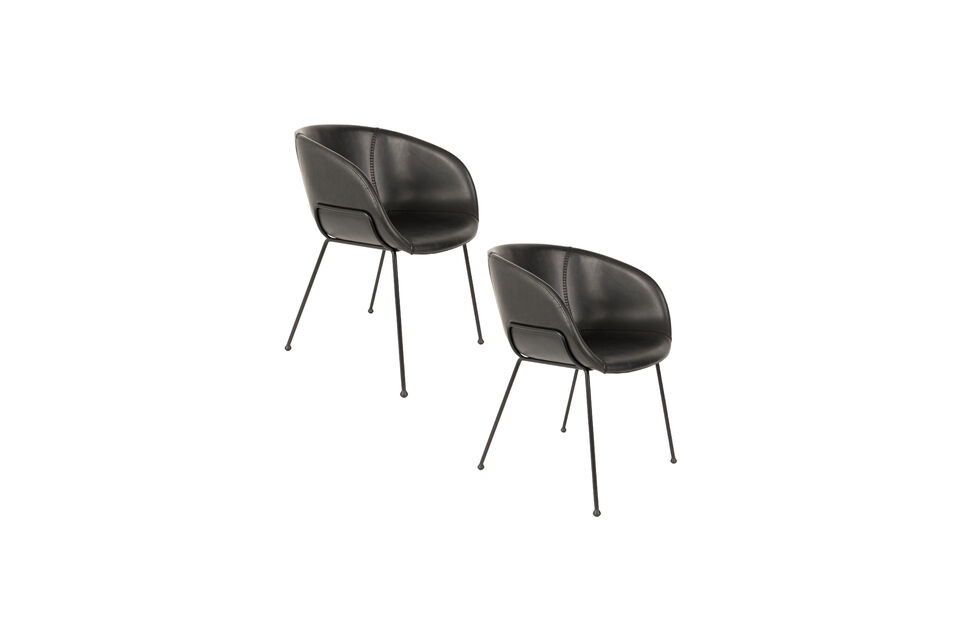 Fauteuil en similicuir noir Feston - 11