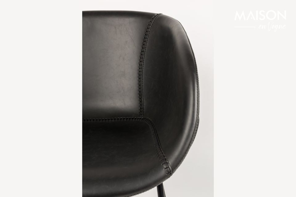 Fauteuil en similicuir noir Feston - 5