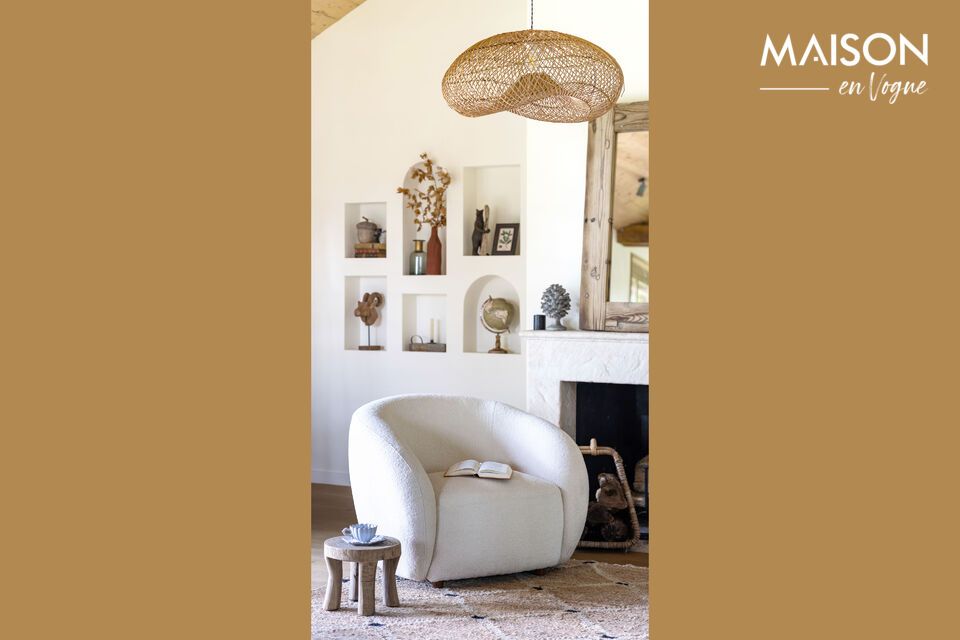 Intégrez le Fauteuil en tissu blanc Oxygène dans votre salon