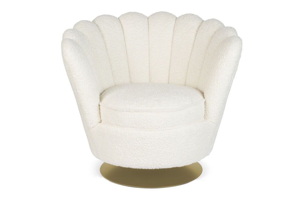 Fauteuil en tissu blanc Shells - 5