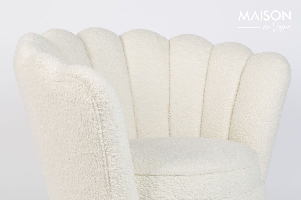 Fauteuil en tissu blanc Shells - 11