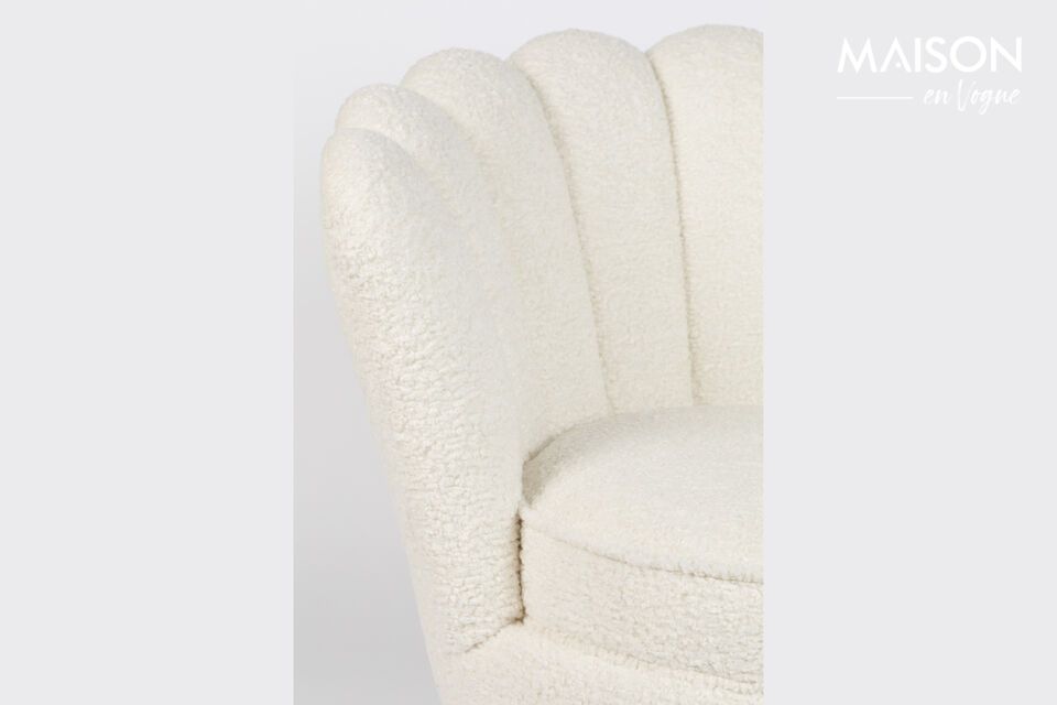 Fauteuil en tissu blanc Shells - 12