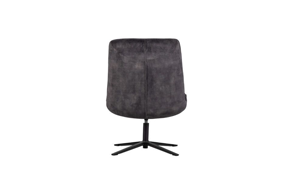 L\'assise et le dossier du fauteuil pivotant Job sont recouverts d\'un velours gris foncé à