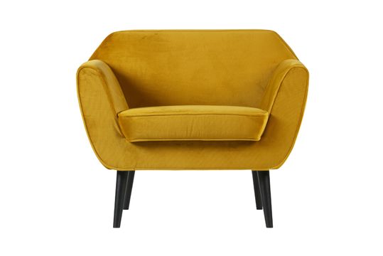 Fauteuil en velour ocre Rocco Détouré