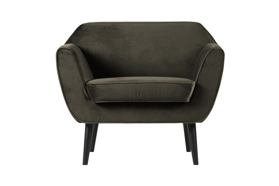 Fauteuil en velour vert chaud Rocco Woood