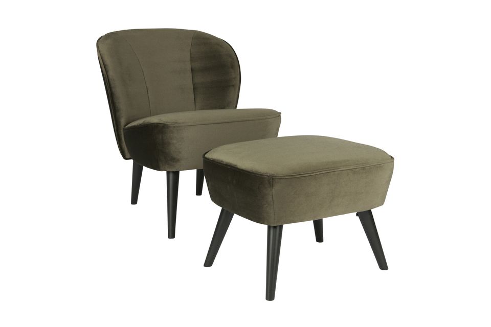 Fauteuil en velour vert Sara - 6