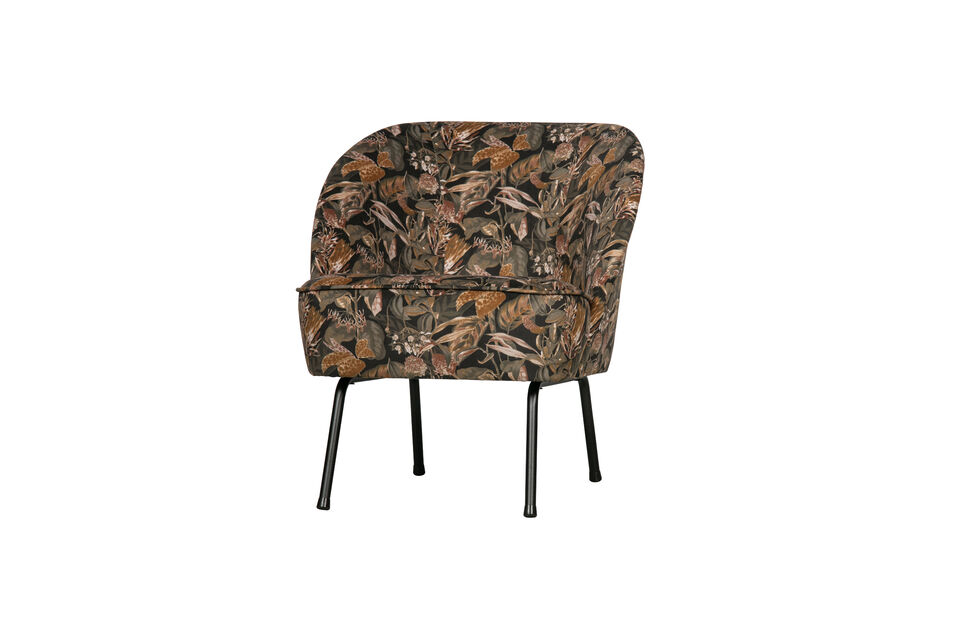 Fauteuil Imprimé Fleurs Velours Noir Vogue Woood