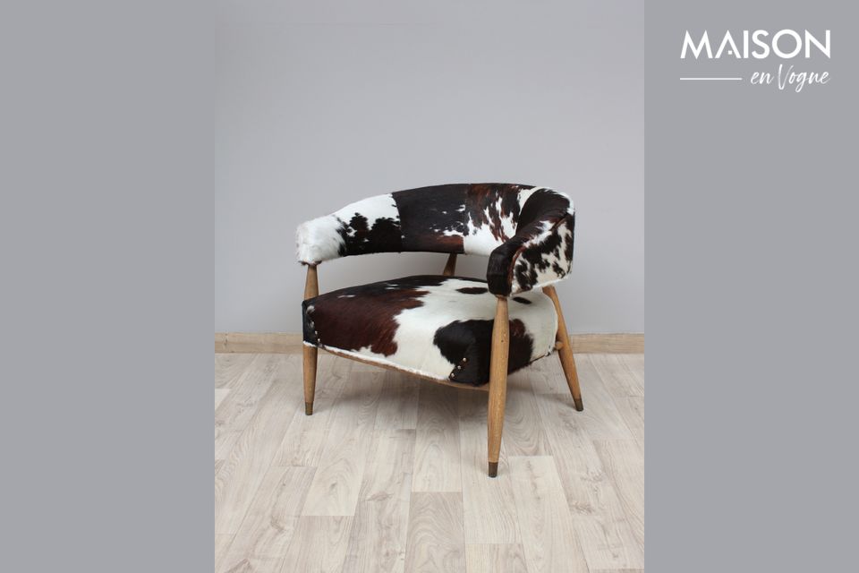 Fauteuil Les Rocheuses en vache et chêne Chehoma