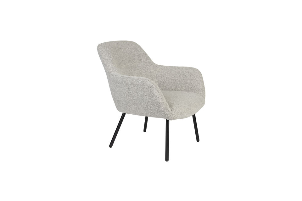 Fauteuil lounge en acier beige Dude White Label