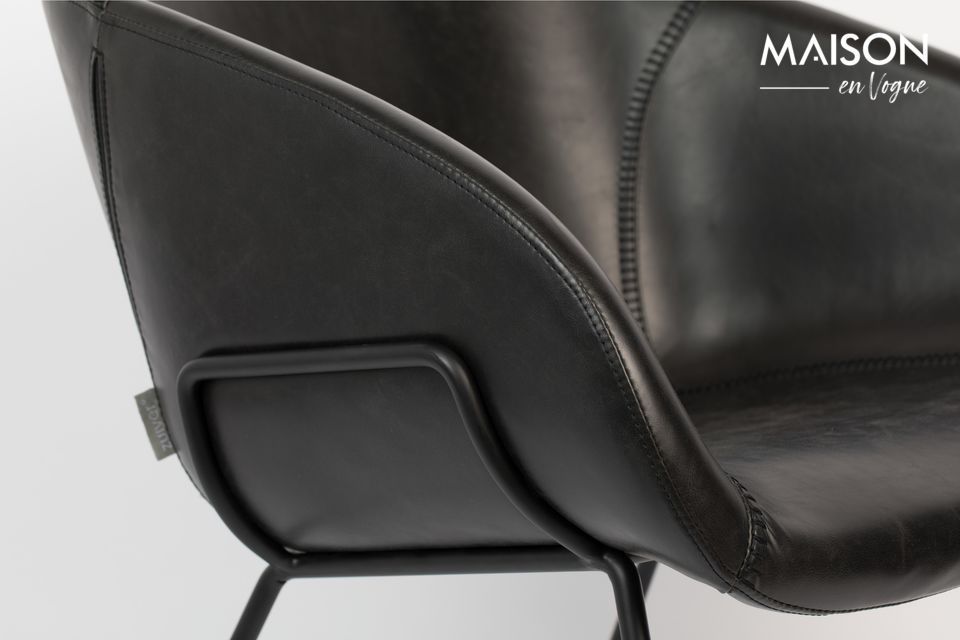 Fauteuil lounge en simili cuir noir Feston - 6