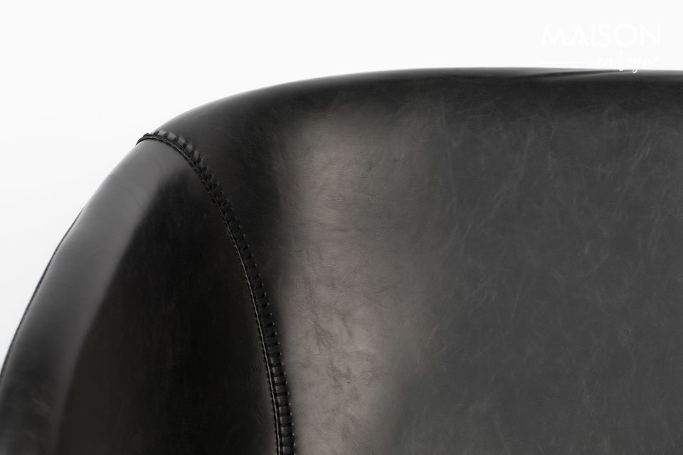 Fauteuil lounge en simili cuir noir Feston - 8
