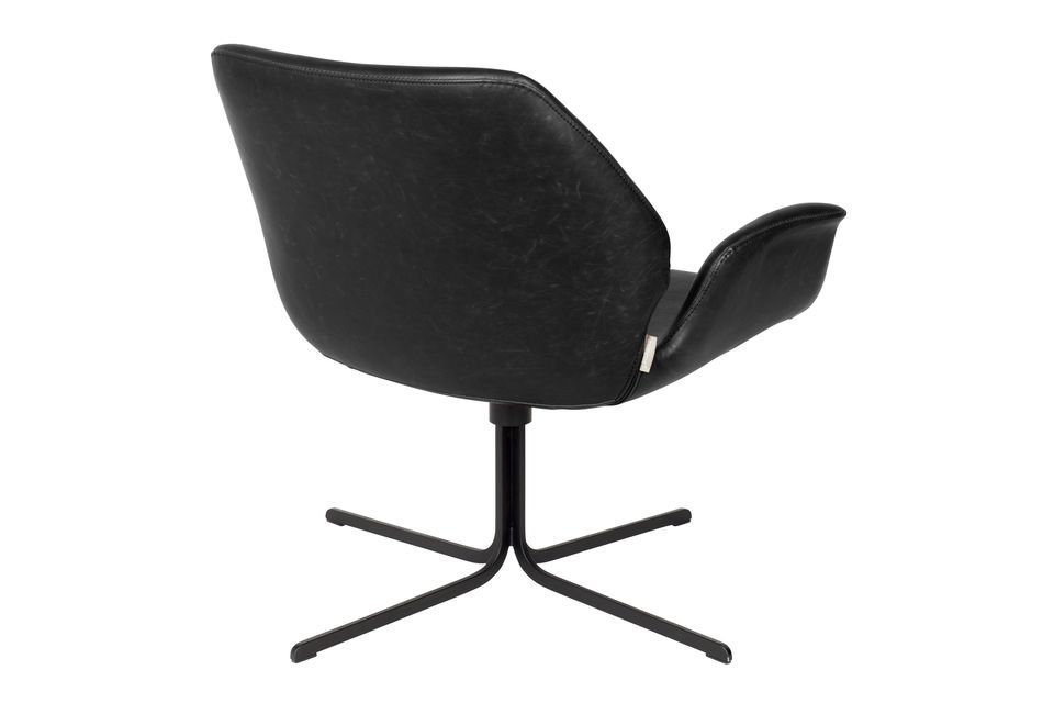 Fauteuil lounge en simili cuir noir Nikki - 9