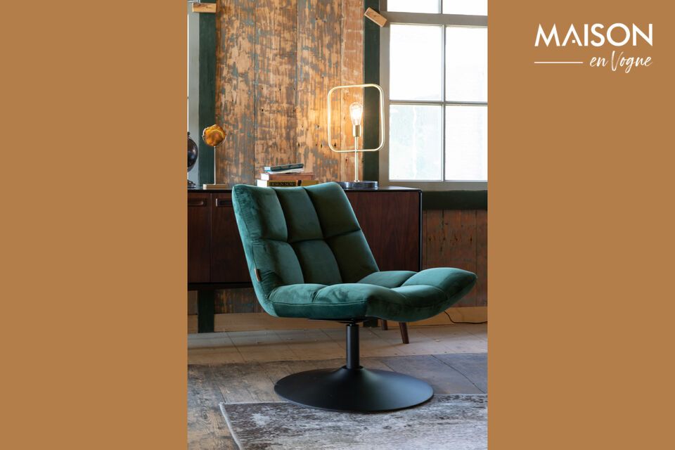 Fauteuil lounge en velours vert Bar Dutch Bone