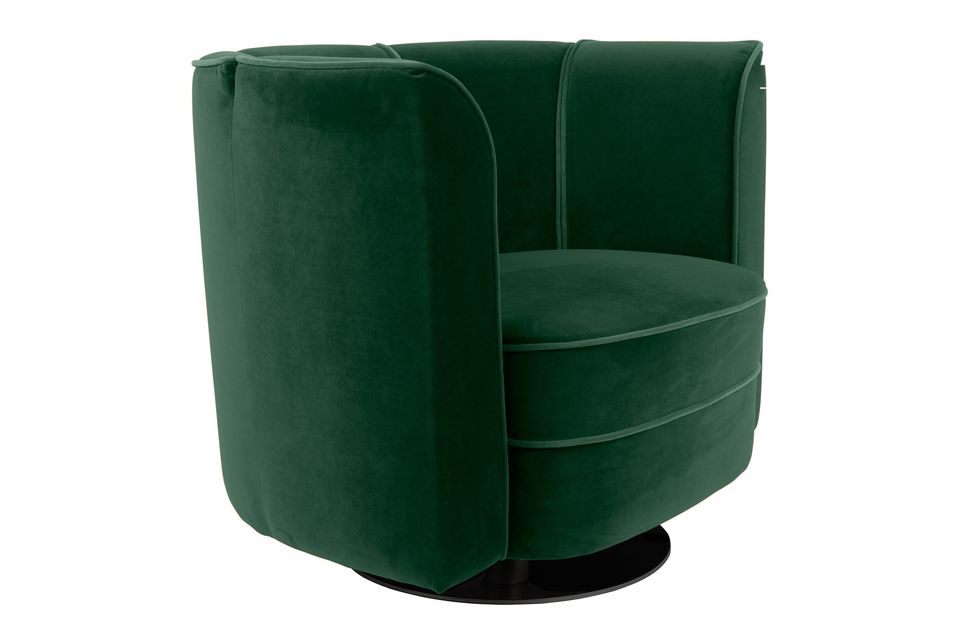 Fauteuil lounge en velours vert Flower - 5