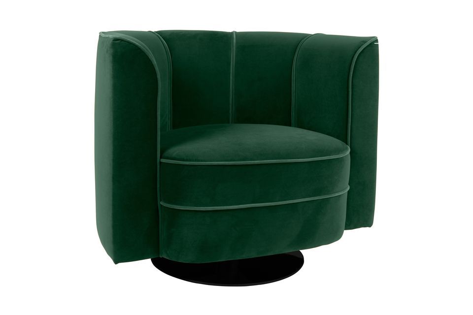 Fauteuil lounge en velours vert Flower - 6