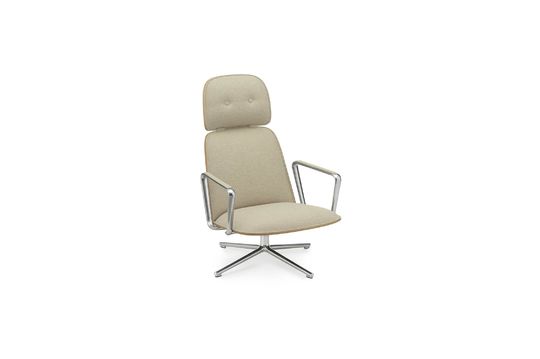 Fauteuil lounge rotatif en tissu beige Pad Détouré