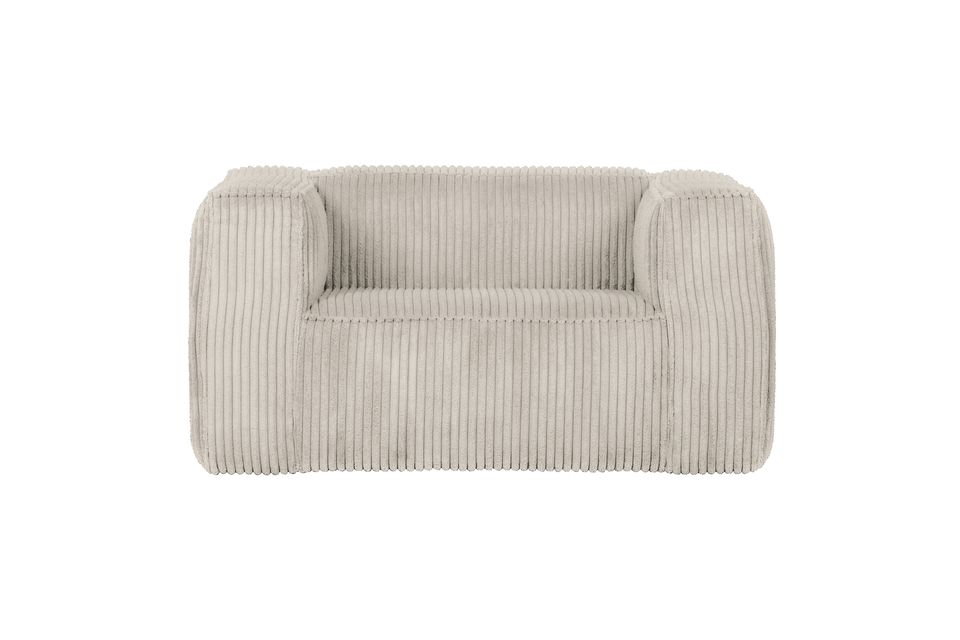 Fauteuil ribcord blanc cassé Bean Woood