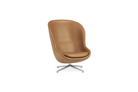 Fauteuil rotatif en cuir marron Hyg Détouré