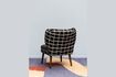 Miniatuur Fauteuil van donker hout en stof Waka 8