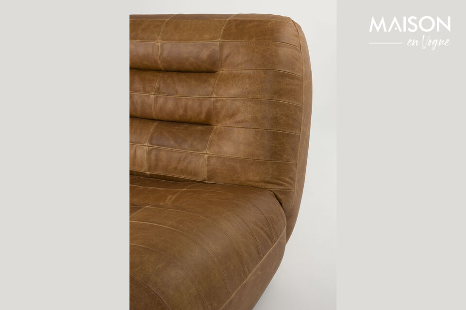 Fauteuil Wyatt en cuir ciré couleur cognac - 7
