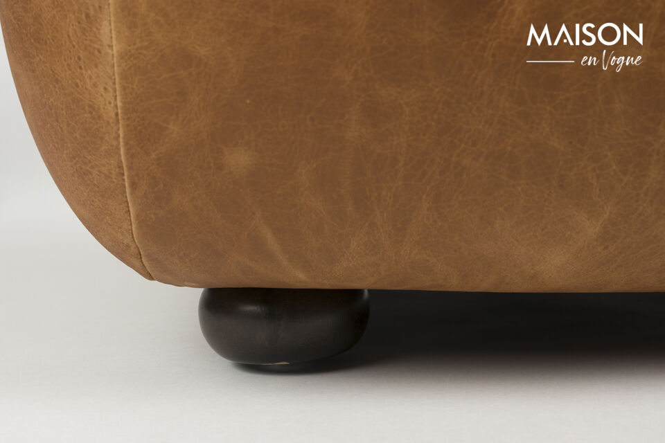 Fauteuil Wyatt en cuir ciré couleur cognac - 9