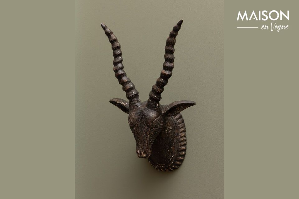 Figurine antilope en métal marron Chehoma