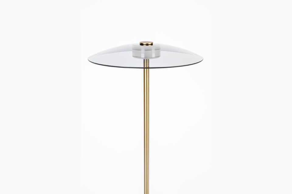 Its golden color and slender silhouette offer an interesting contrast to all interior styles