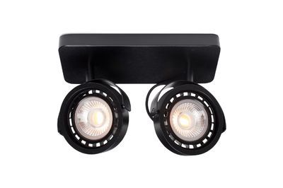 Foco doble de aluminio negro Dice-2