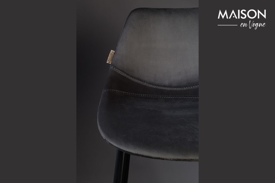 Franky grey velvet bar stool - 6