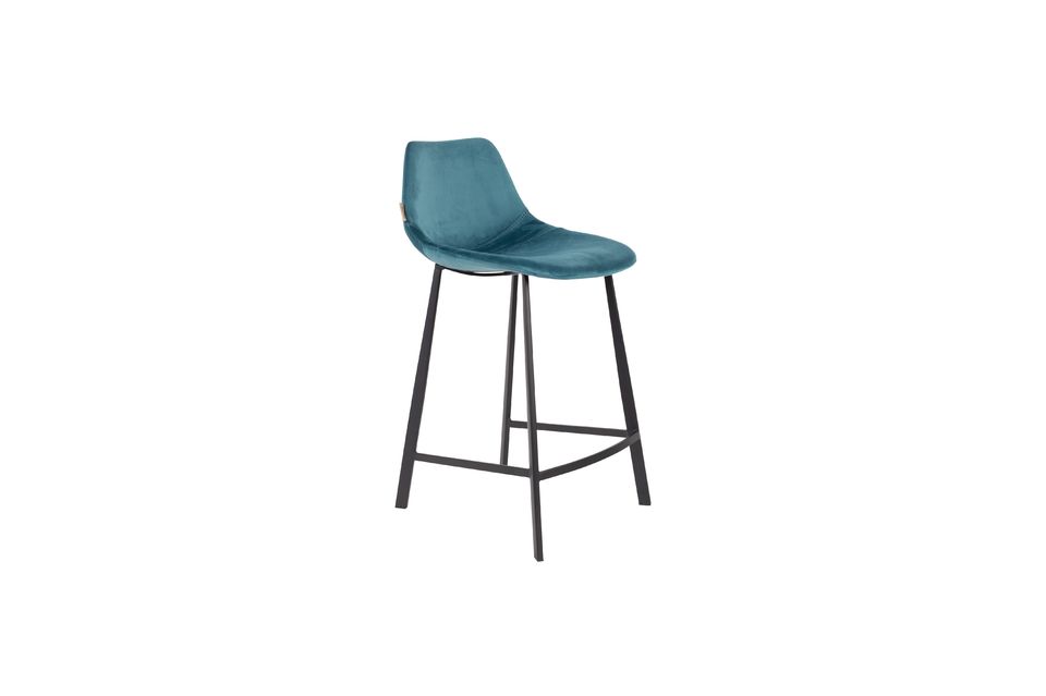 Franky petroleum blue velvet counter Stool DutchBone