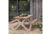 Miniaturansicht Garten-Picknicktisch 206x145 Ayous und sandfarbenes Metall TABLO 3