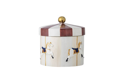 Gefäß mit Deckel D19,5xH20,5 cm aus buntem Steingut Merry-go-round