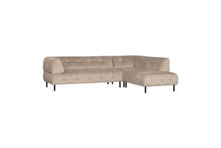 Gerades Ecksofa aus cremefarbenem Velours Lloyd