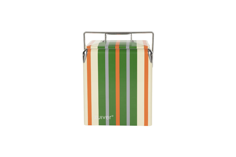 Gestreepte groene kunststof koelbox Be Wine Stripes Zuiver