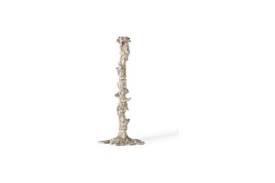 Gran candelabro de aluminio plateado Drip