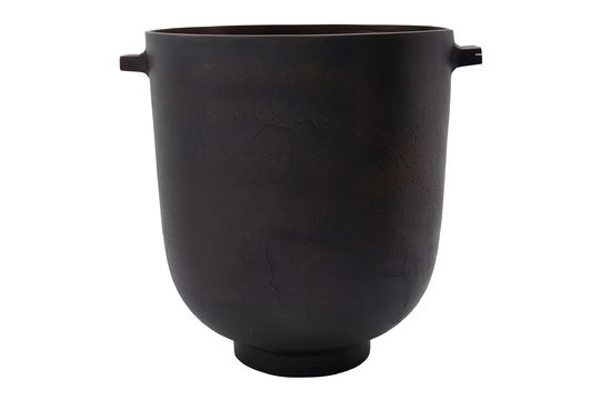 Grand cache-pot en laiton brun foncé Foem