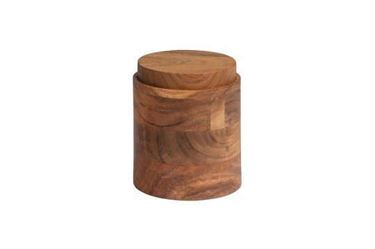 Grand pot avec couvercle en bois d'acacia beige Opal