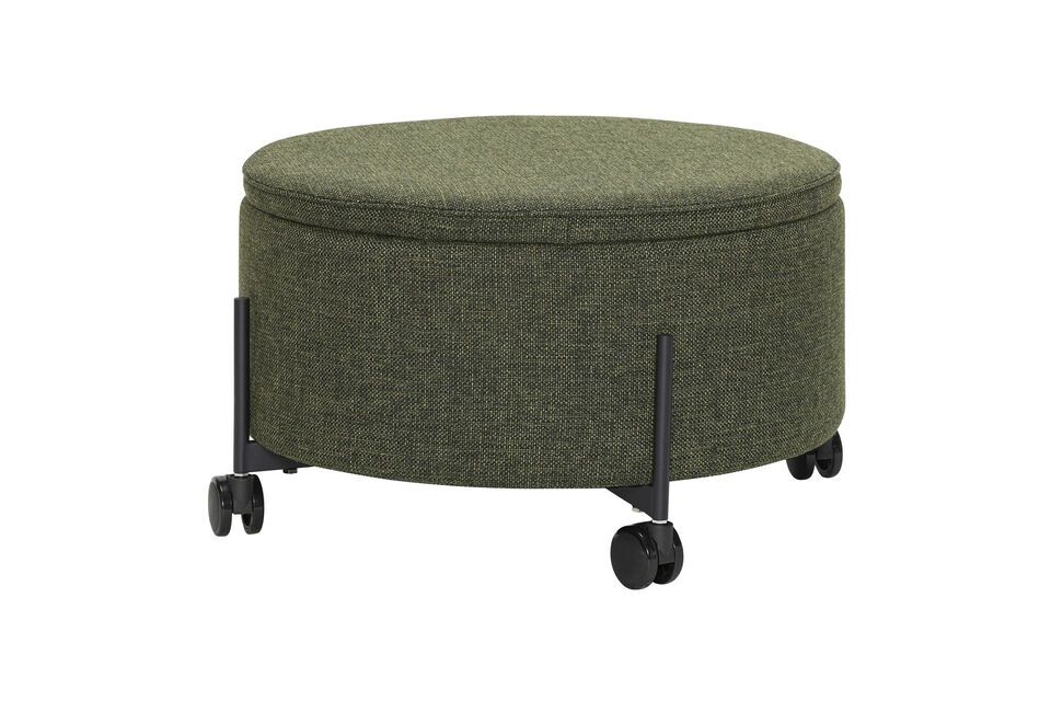 Grand pouf en tissu vert Contain Hübsch