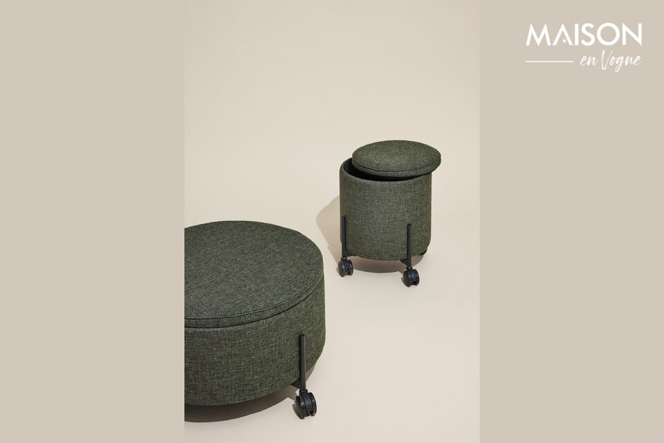 Le grand pouf en tissu vert Contain est le meuble multifonctionnel par excellence
