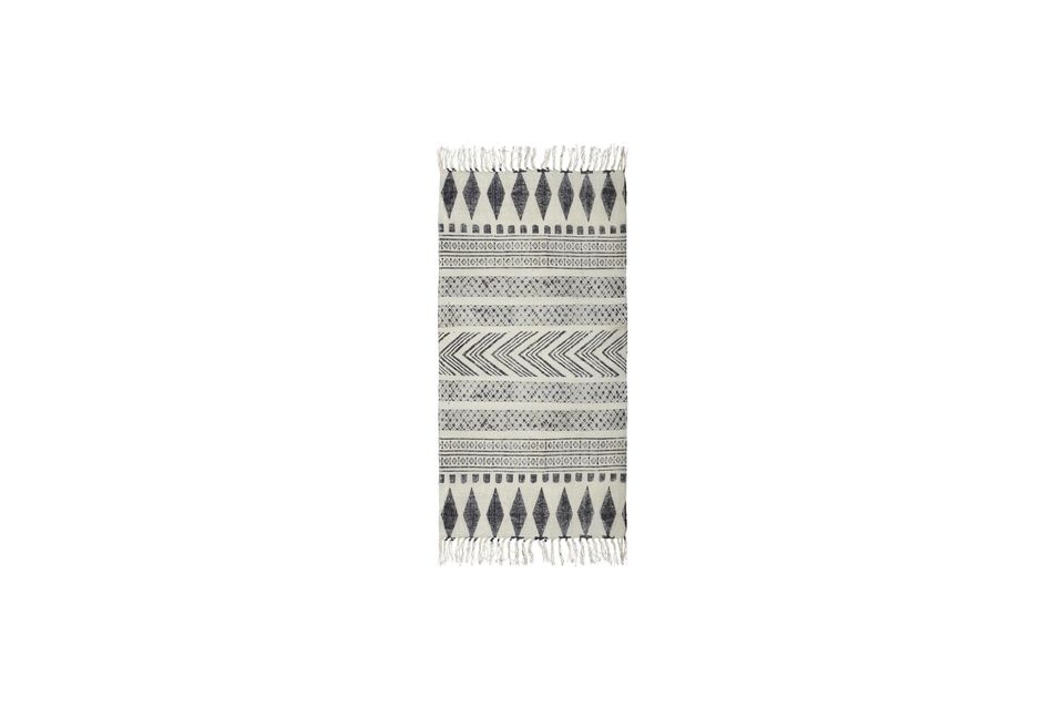 Grand tapis à motifs en tissus gris-noir Block House Doctor