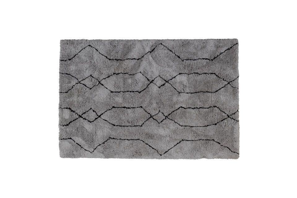 Grand tapis en polyester gris clair et noir Nové Woood