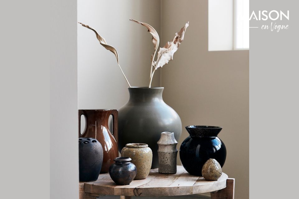 Grand vase en céramique marron Santa Fe - 2