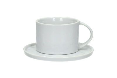 Grande tasse avec soucoupe en porcelaine blanc Porcelino White