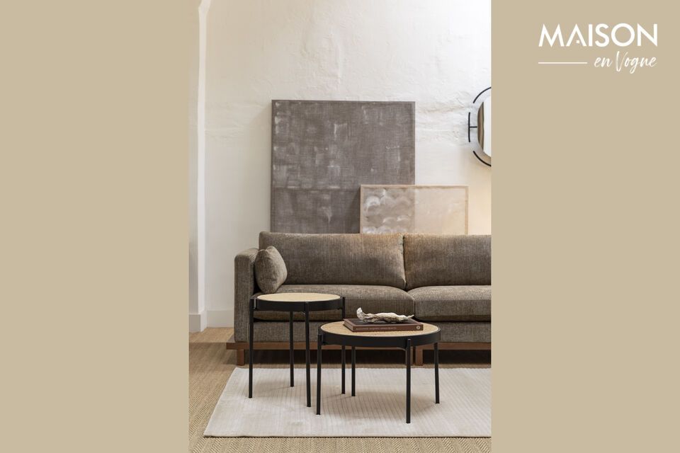 Discover the timeless elegance and sophisticated functionality of our beige fabric sofa